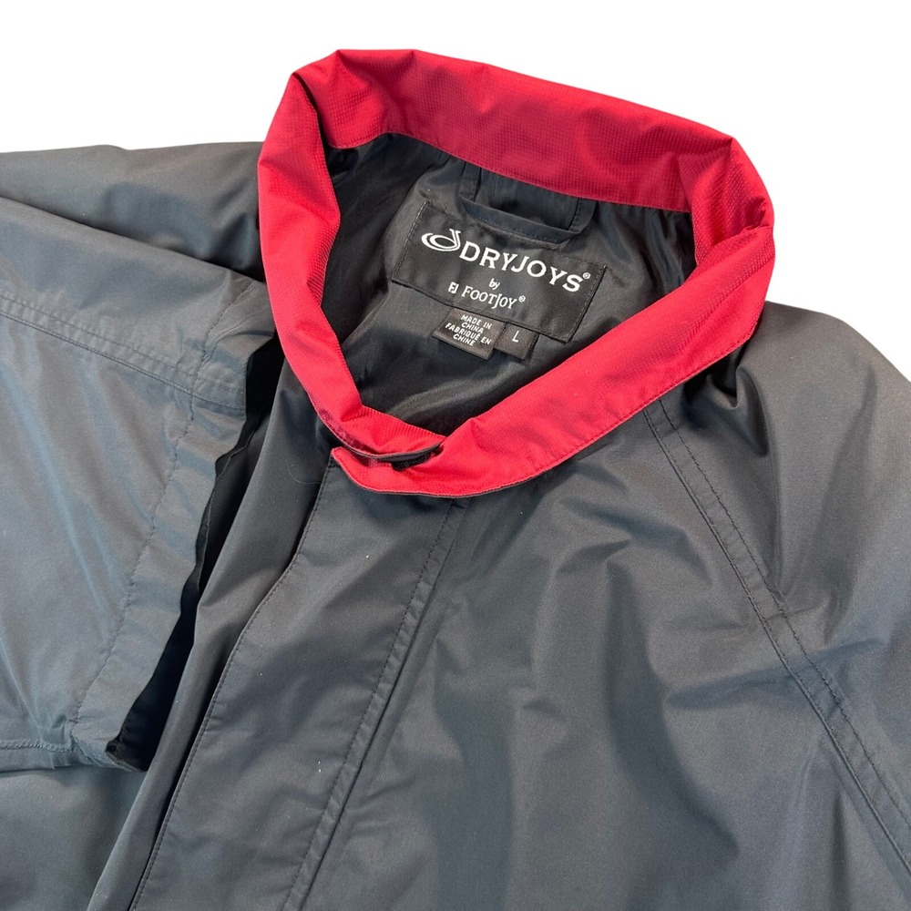 FootJoy DryJoy Mens L Black Red 1/2 Zip Golf Pullover Jacket Windbreaker Stretch